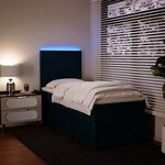 vidaXL Sommier à lattes de lit avec matelas bleu 90x190 cm velours