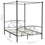 vidaXL Cadre de lit sans matelas avec baldaquin noir 160x200 cm métal
