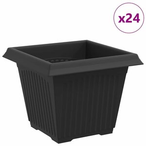 vidaXL Pot de Fleurs Carré 24 Pièces Noir 33 x 33 x 26 cm Plastique