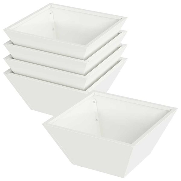 vidaXL Pot de jardin en forme de bol 5 Pièces Blanc 35 x 35 x 15 cm Acier