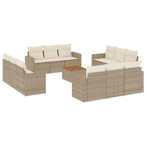 vidaXL Salon de jardin avec coussins 13 Pièces beige résine tressée