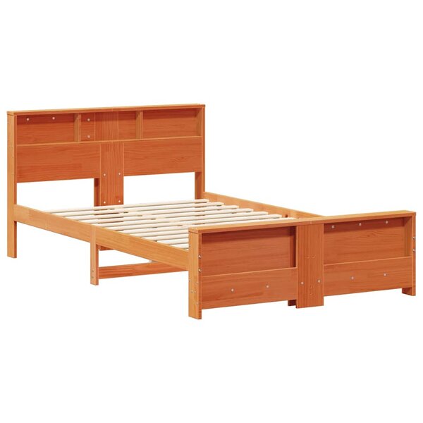 vidaXL Cadre de lit Brun cire 135 x 190 cm Bois d'ingénierie