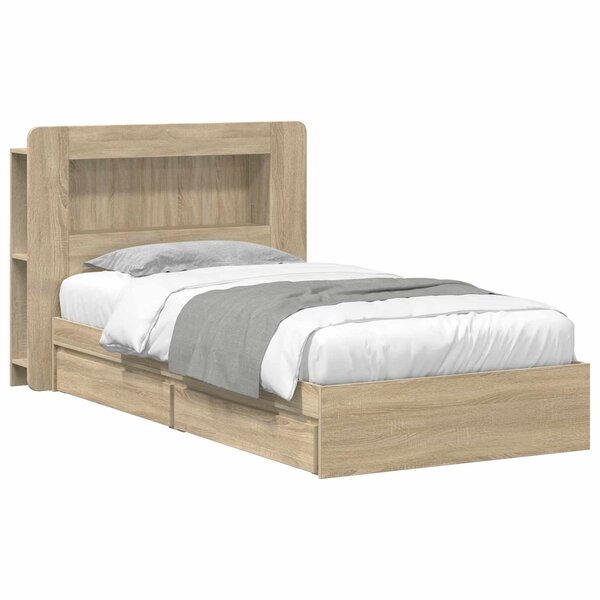 vidaXL Cadre de lit avec rangement Chêne Sonoma 100 x 200 cm