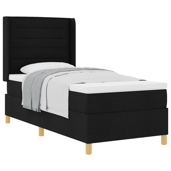 vidaXL Lit à ressorts avec matelas Noir 90 x 190 cm tissu
