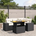 vidaXL Salon de jardin 5 Pièces avec coussins noir résine tressée
