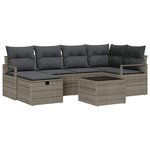 vidaXL Ensemble de canapé de jardin avec coussin 7 Pièces Gris Poly rotin