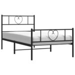 vidaXL Cadre de lit métal sans matelas avec pied de lit noir 80x200 cm