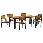 vidaXL Ensemble de salle à manger pour jardin 7 Pièces Noir et marron