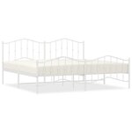vidaXL Cadre de lit métal sans matelas et pied de lit blanc 200x200 cm