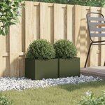 vidaXL Jardinières 2 Pièces vert olive 32x30x29 cm acier