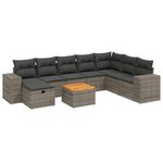 vidaXL Salon de jardin 9 Pièces avec coussins gris résine tressée