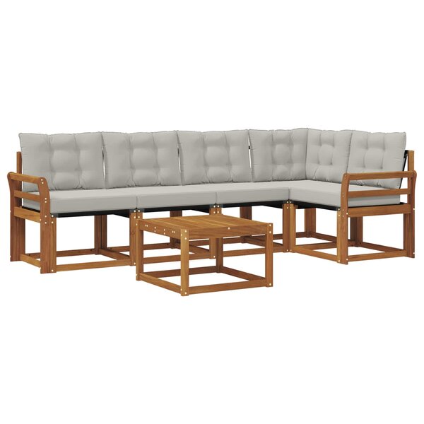 vidaXL Ensemble de canapés d'extérieur 6 pc Gris Naturel et Clair