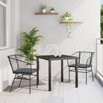 vidaXL Set de 2 Noir et gris foncé Rattan PE  Acier revêtu de poudre