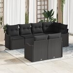 Canapé de jardin 7 pièces vidaXL avec coussins en rotin poly noir