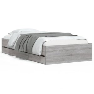 vidaXL Cadre de lit avec tiroirs sans matelas sonoma gris 90x200 cm