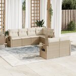 vidaXL Salon de jardin avec coussins 7 Pièces beige résine tressée
