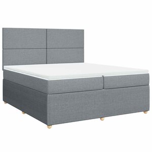 vidaXL Sommier à lattes de lit avec matelas Gris clair 200x200cm Tissu