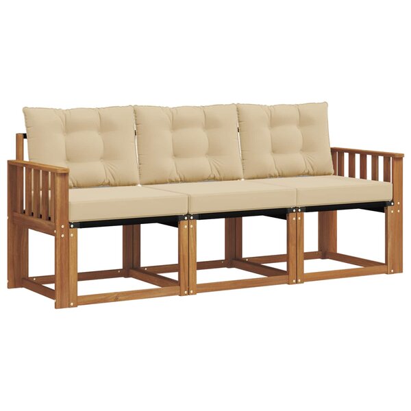 vidaXL Ensemble de canapés d'extérieur 3 pc Naturel et Beige