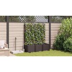 vidaXL Bac à fleurs avec Treillis 3 Pièces Marron 120 x 40 x 143 cm PP
