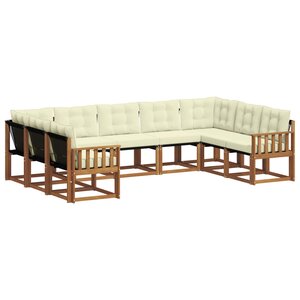 vidaXL Ensemble de canapés d'extérieur 9 pc Naturel et Crème