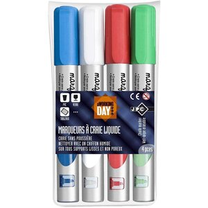 Marqueur craie  pointe ogive  set de 4 'classique' wonday