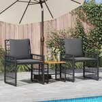 vidaXL Ensemble de meubles d'extérieur 3 Pièces Noir et Gris foncé