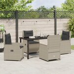 Ensemble de salle à manger de jardin 5 pièces gris clair poly rotin vidaXL