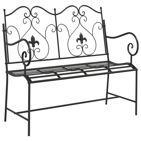 vidaXL Banc de jardin   design à lattes  noir  104 cm  en acier.