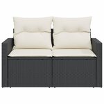 vidaXL Canapé de jardin avec coussins 2 places noir résine tressée