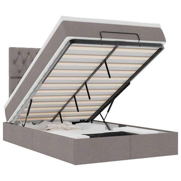 VidaXL Cadre de lit ottoman avec matelas taupe 120x190 cm tissu