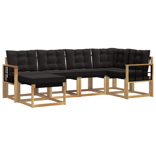vidaXL Ensemble de canapés d'extérieur 6 Pièces Blanc et noir