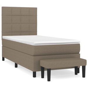 vidaXL Sommier à lattes de lit avec matelas Taupe 100x200 cm Tissu