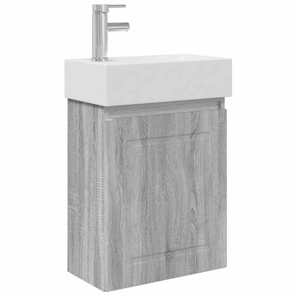 vidaXL Meuble de salle de bain avec robinet Sonoma gris