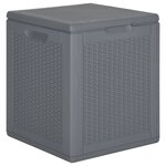 vidaXL Boîte de rangement de jardin gris PP rotin 90 L
