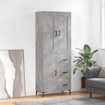 vidaXL Buffet haut Gris béton 69 5x34x180 cm Bois d'ingénierie