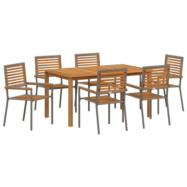 vidaXL Ensemble de salle à manger pour jardin 7 Pièces Gris Poly rotin