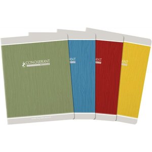 Cahier piqûre 48 pages seyès 90 g  papier et couverture recyclés  format 17 x 22 cm CONQUERANT RECYCLE