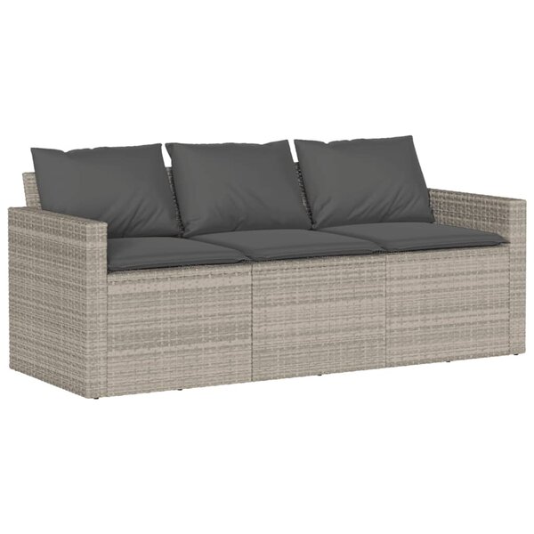 vidaXL Canapé de jardin et coussins 3 places gris clair résine tressée