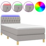 vidaXL Sommier à lattes de lit avec matelas et LED Gris clair 90x190cm