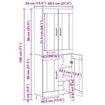 vidaXL Haut Armoire Chêne artisanal 69 5 x 34 x 180 cm