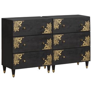 vidaXL Buffet 2 Pièces Noir 60 x 33 x 75 cm Bois de mangue massif