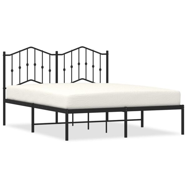 vidaXL Cadre de lit métal sans matelas avec tête de lit noir 140x190cm