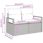 Canapé de jardin 3 pièces avec coussins gris poly rattan