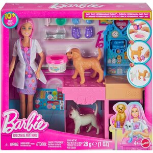 Mattel JFX93 - Barbie - Poupée et ensemble pour clinique vétérinaire