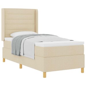 vidaXL Lit à ressorts avec matelas Crème 100 x 200 cm tissu