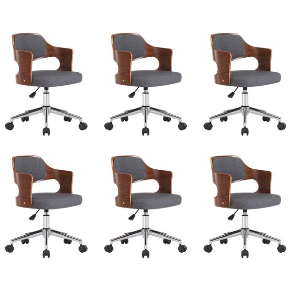 vidaXL Chaises pivotantes à manger lot de 6 gris bois courbé et tissu