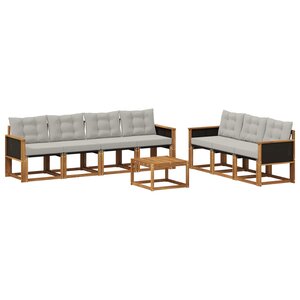 vidaXL Ensemble de canapés d'extérieur 8 Pièces Naturel et gris clair