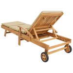 vidaXL Chaise longue avec coussin 100  Polyester Teck Solide
