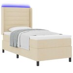 vidaXL Lit à ressort LED avec matelas Crème 80 x 200 cm tissu