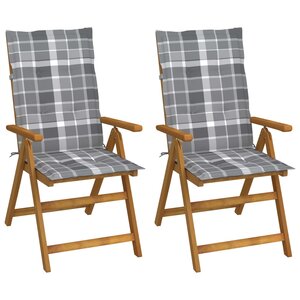 vidaXL Chaises inclinables de jardin lot de 2 et coussins Bois acacia